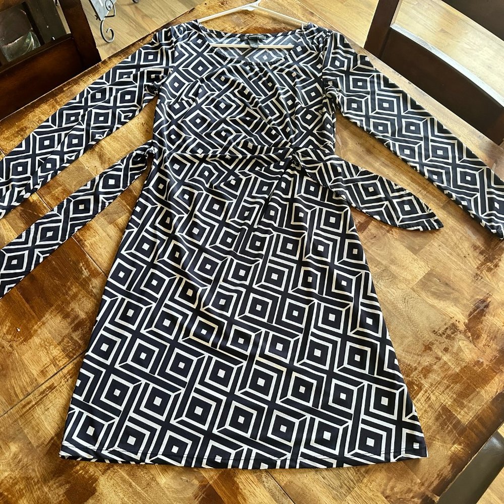 INC Geometric Black/White Casual Dress